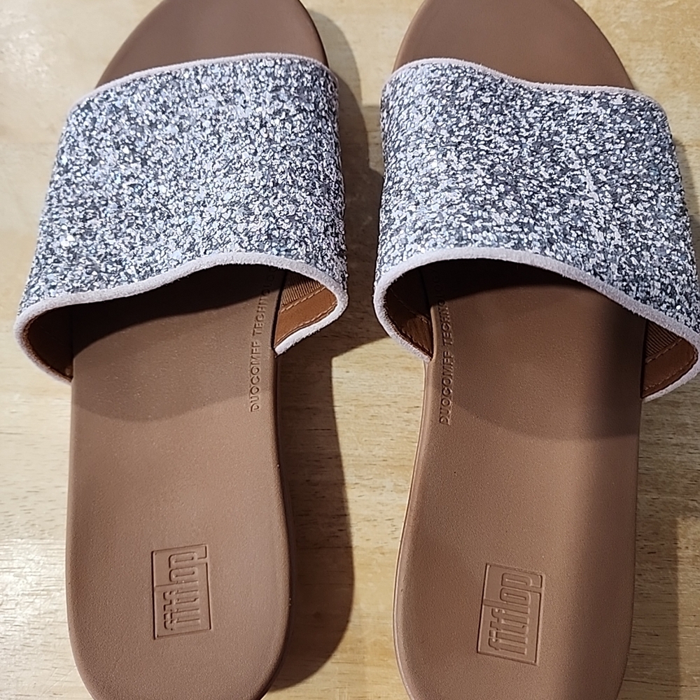 Fitflop Silver and Brown Sandals with‎ Glittery Strap